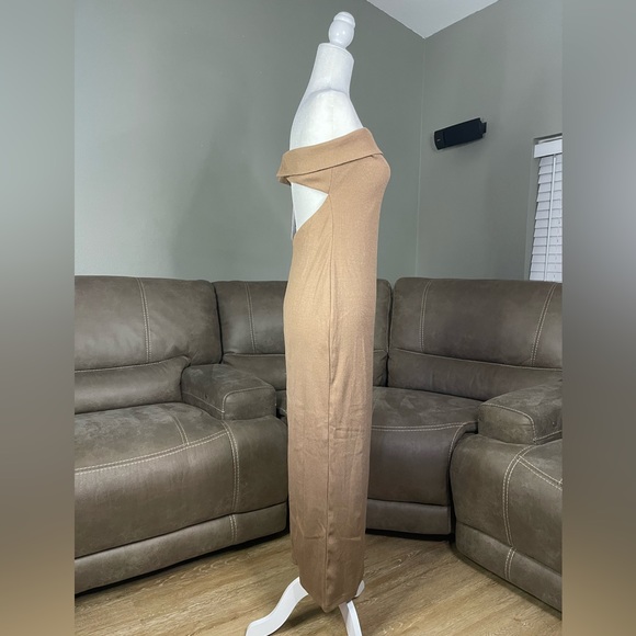 NWT Vici Celeste Ribbed Cutout Strapless Midi Dress in Mocha L Sexy Chic Fashion - Picture 9 of 15